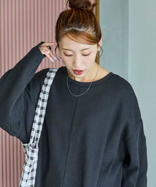 tシャツ 限定展開　ワッフル ショート ラウンド クルー ネック プルオーバー レディース | FREAK'S STORE | 18