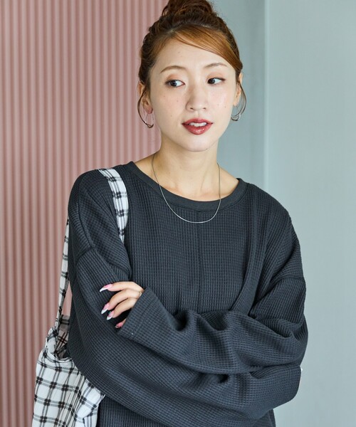 tシャツ 限定展開　ワッフル ショート ラウンド クルー ネック プルオーバー レディース | FREAK'S STORE | 19