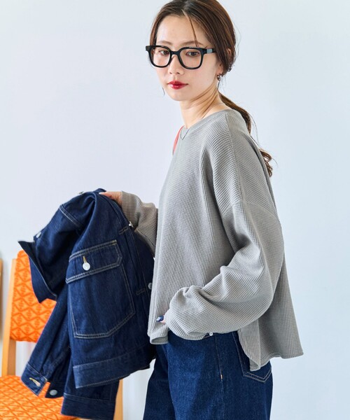 tシャツ 限定展開　ワッフル ショート ラウンド クルー ネック プルオーバー レディース | FREAK'S STORE | 23