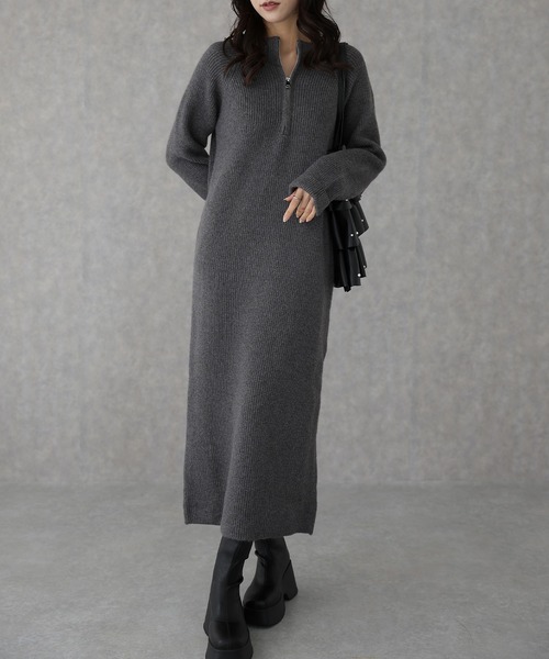 Lace Ladies（レースレディース） ワンピース ハーフジップ リブ