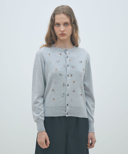 MACPHEE（マカフィー） カーディガン ウールビジュー クルーネック