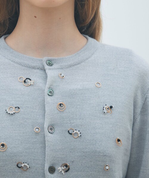 MACPHEE（マカフィー） カーディガン ウールビジュー クルーネック