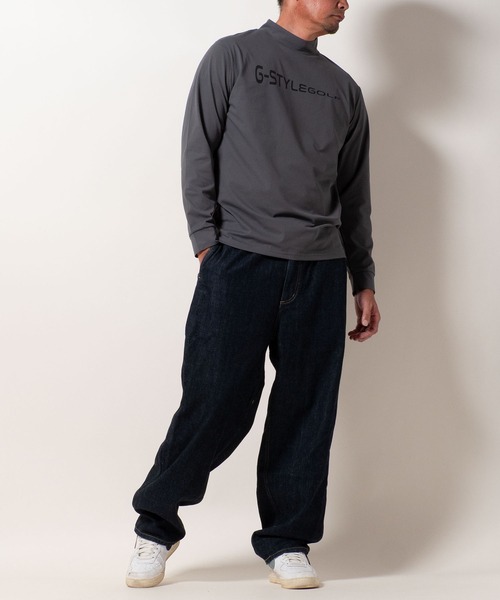 ロゴモックネックシャツ　S ユニセックス BAYBLO tシャツ (SA) 複合繊維 モックネック ロゴ 長袖 Tシャツ メンズ