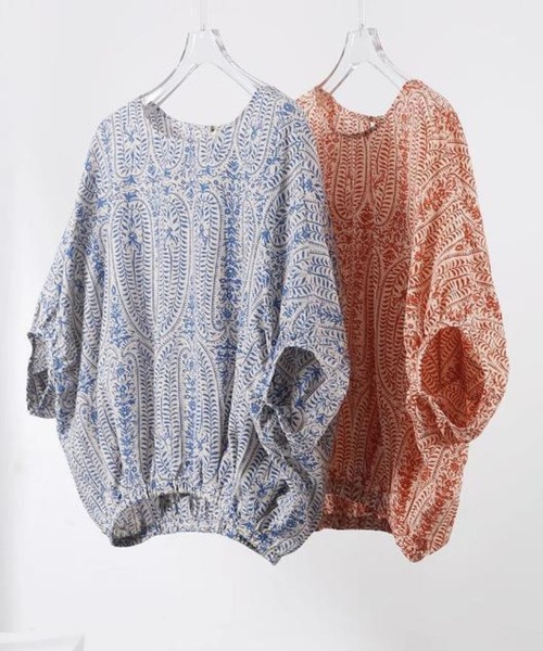 「CADBURY」 半袖ブラウス X-LARGE ブルー レディース_画像2