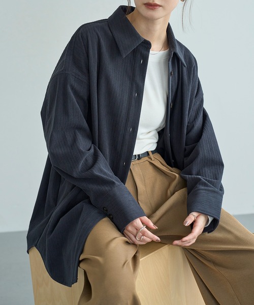 meilmada ブラウス シャツ コーデュロイオーバーサイズシャツ