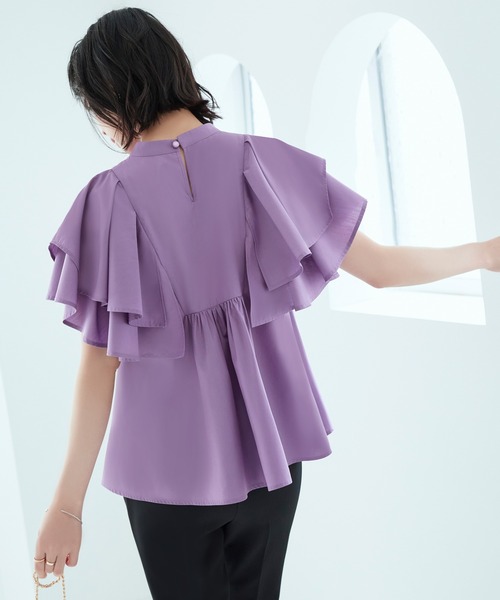 「RUIRUE BOUTIQUE」 ノースリーブブラウス LL グレイッシュベージュ レディース_画像7