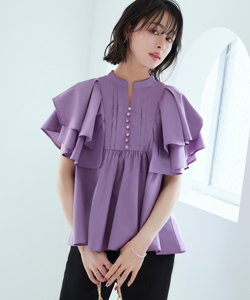 「RUIRUE BOUTIQUE」 ノースリーブブラウス LL グレイッシュベージュ レディース_画像8