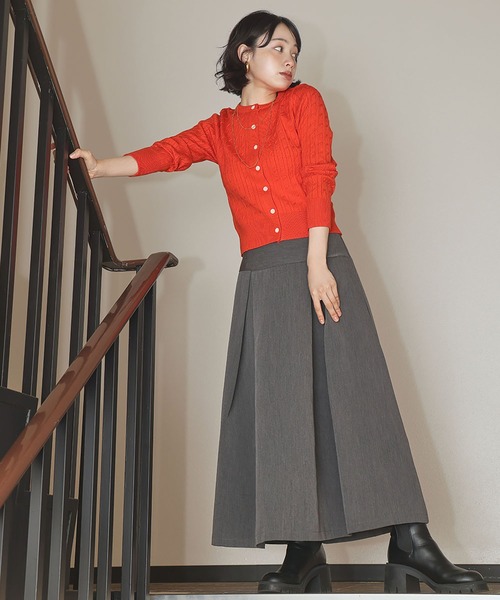 Ampirula カーディガン 「2025AW」ケーブル編み ショート丈 ニット