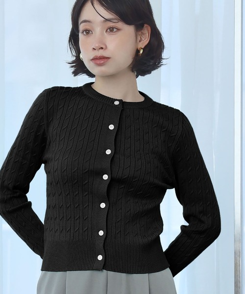 Ampirula カーディガン 「2025AW」ケーブル編み ショート丈 ニット