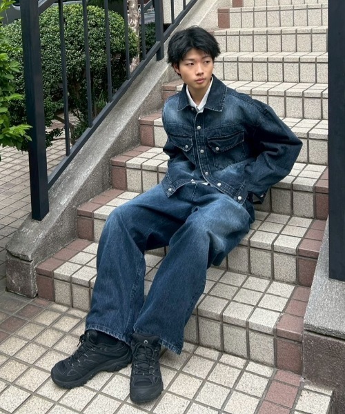 9*C様 50s 濃紺 デニムランチパンツ ビッグサイズ! ストア系 Chikashitsu+（チカシツプラス） ジーンズ 「Chikashitsu +」semi wide