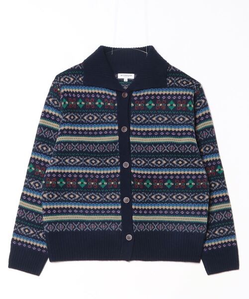新品同様！チェスターバリー カシミヤ混 フェアアイル柄 カーディガン 48 新品同様！チェスターバリー カシミヤ混 フェアアイル柄 カーディガン