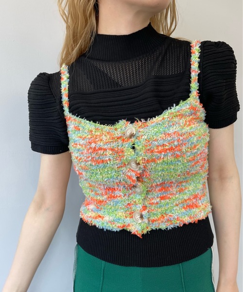 「SANSeLF」 半袖ニット FREE ピンク レディース_画像6