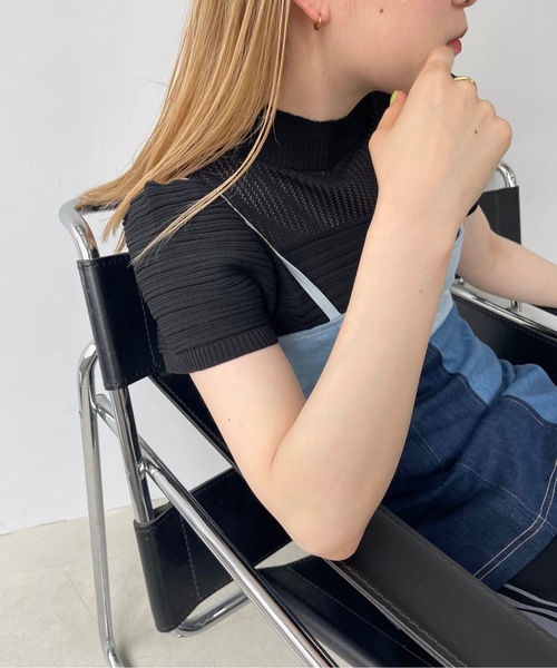 「SANSeLF」 半袖ニット FREE ピンク レディース_画像8