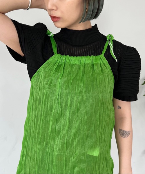 「SANSeLF」 半袖ニット FREE ピンク レディース_画像9