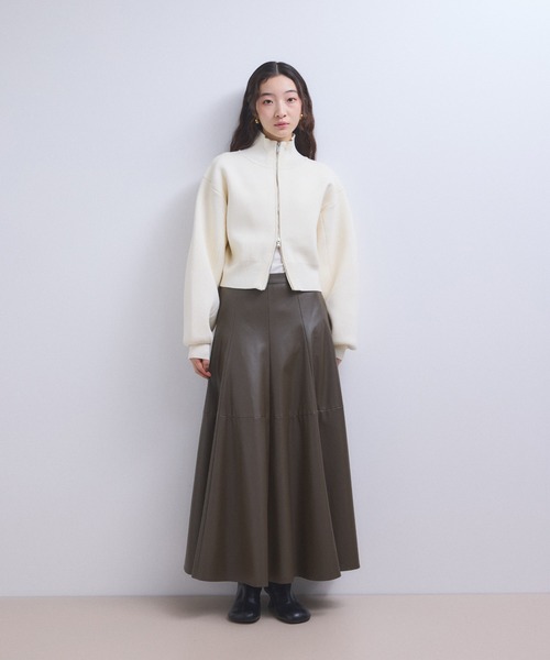 美品☆アダムエロペ ショートジャガードドライバーズニット オフホワイト ADAM ET ROPÉ FEMME(アダム エ ロペ ファム) / 【WEB限定】ショート