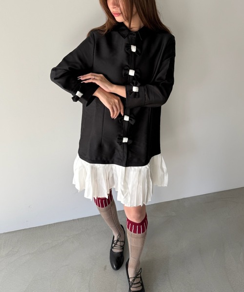 SANSeLF（サンセルフ） ワンピース リボンデコレートワンピース サテン