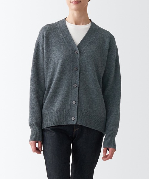 【未使用】ウール混　カーディガン　ダークグレー　M レギュラーフィット ウールカーディガン - ダークグレーメランジ - Men