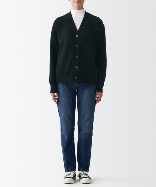 「無印良品」 ニットカーディガン S チャコールグレー レディース_画像4