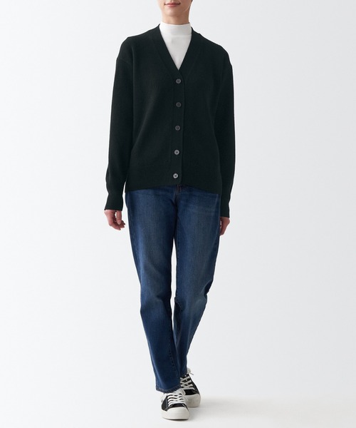 「無印良品」 ニットカーディガン S チャコールグレー レディース_画像5