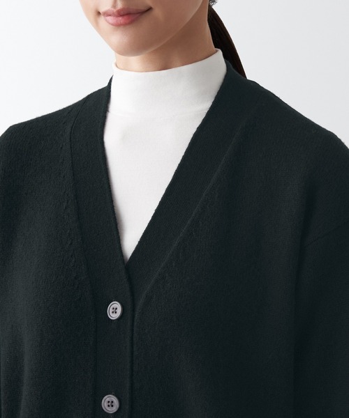 「無印良品」 ニットカーディガン S チャコールグレー レディース_画像6