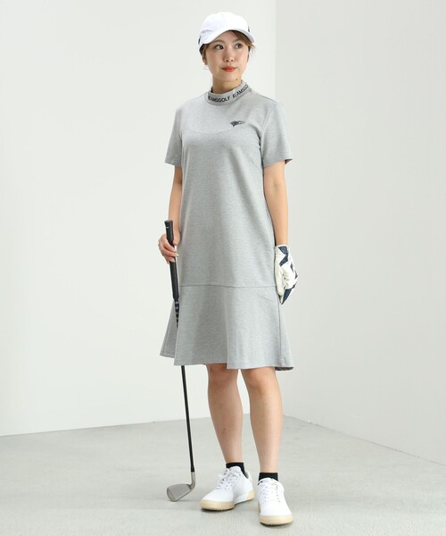 「BEAMS GOLF」 半袖ワンピース MEDIUM オリーブ レディースの画像