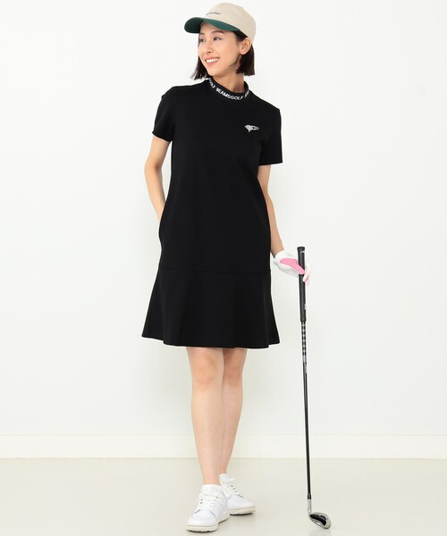 「BEAMS GOLF」 半袖ワンピース MEDIUM オリーブ レディースの画像