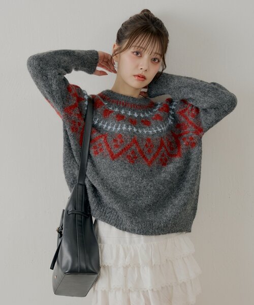 chika　セーター 受注制【Chikashitsu +】front hook long sleeve knit (4color