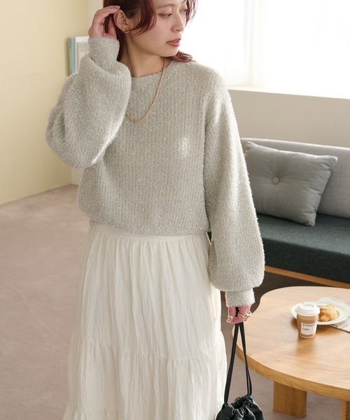 「DISCOAT」 長袖ニット FREE オフホワイト レディース_画像3