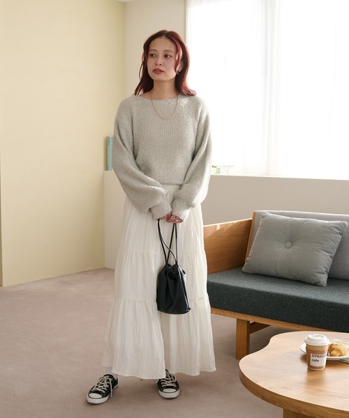 「DISCOAT」 長袖ニット FREE オフホワイト レディース_画像4