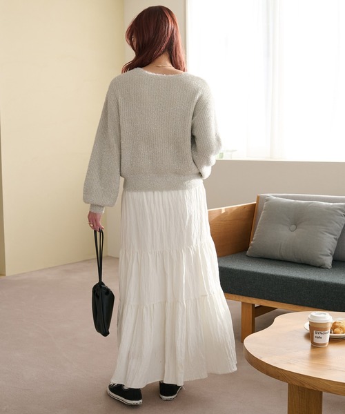 「DISCOAT」 長袖ニット FREE オフホワイト レディース_画像6