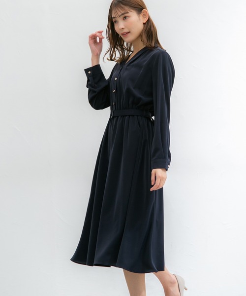 「Honeys」 「GLACIER」長袖ワンピース LL ネイビー レディース_画像4