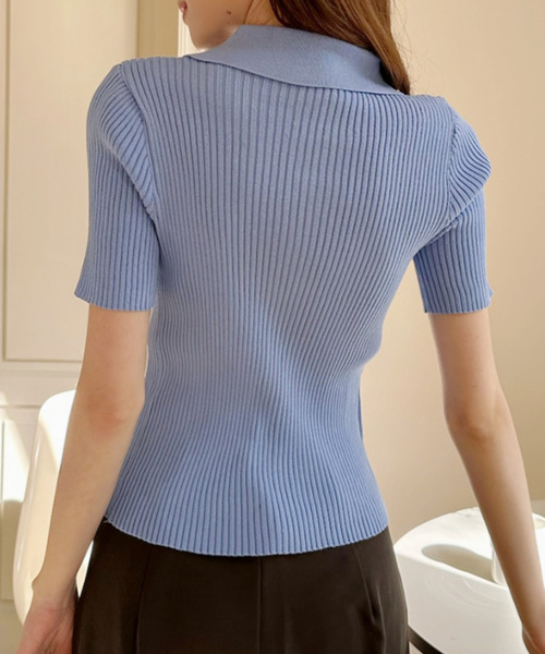 Ada. ポロシャツ ポロ フロントジップ スリムフィット 襟付き