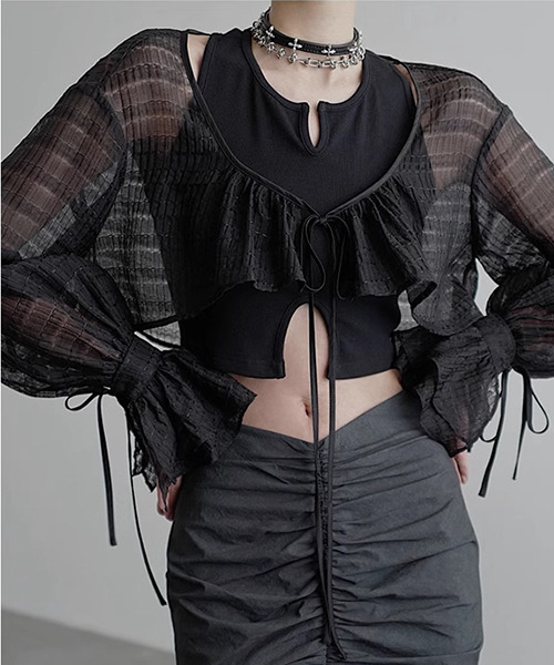 「chuclla」 長袖ブラウス M ブラック レディース_画像4