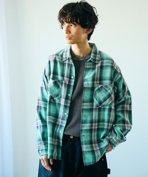 Dan River（ダンリバー） シャツ DAMAGED CHECK FLANNEL SHIRT 