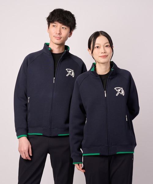A18351 美品 45R ジップアップダンボールニットブルゾン ネイビー 3 洗える】カシミヤブレンド ジップアップ ニットブルゾン / 23区