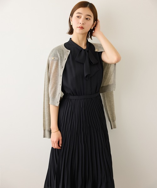 ワンピース ジョーゼットフレンチスリーブプリーツワンピース/26SSの画像