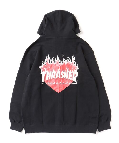 「THRASHER」 ジップアップパーカー M ライトグレー レディース_画像5