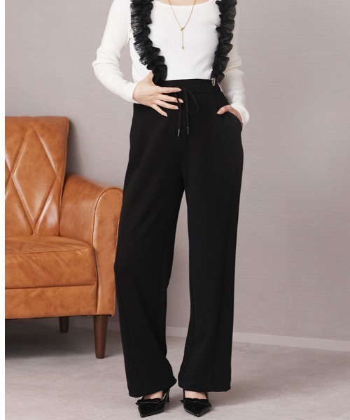 新品未使用タグ付き　サスペンダーサテンワイドパンツ　ブラック　Mサイズ fifth（フィフス） ワイドパンツ パンツ 「XSサイズあり」チュール