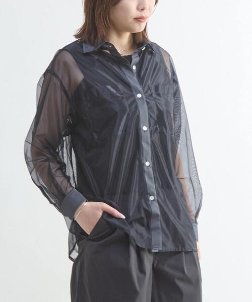 other - ハーヴェルスタジオ N/C BACK-SLIT-SHIRT シャツブラウス CONVERSE TOKYO ブラウス シャツ BACK SLIT ORGANDY SHEER SHIRT