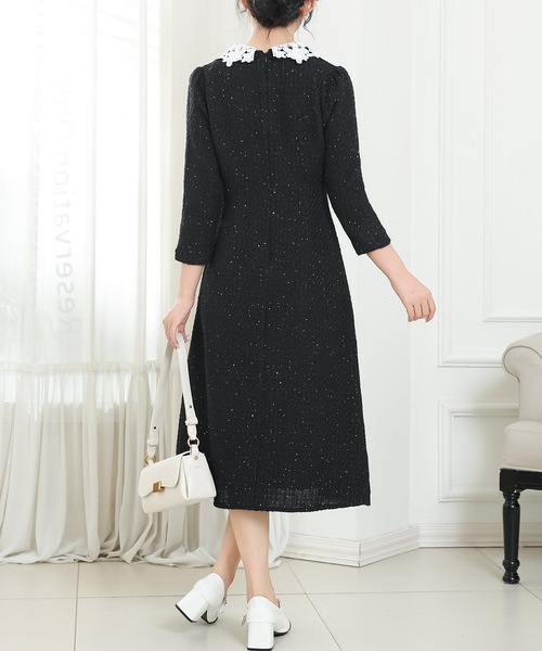 「Lace Ladies」 7分袖ワンピース S ブラック レディース_画像5