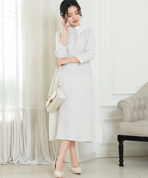 「Lace Ladies」 7分袖ワンピース S ブラック レディース_画像7
