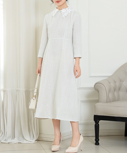 「Lace Ladies」 7分袖ワンピース S ブラック レディース_画像8
