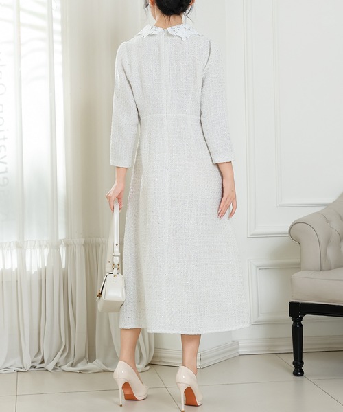 「Lace Ladies」 7分袖ワンピース S ブラック レディース_画像9