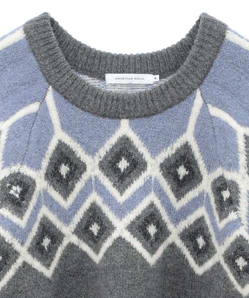 「AMERICAN HOLIC」 長袖ニット M 杢グレー レディース_画像6
