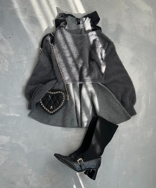 「one after another NICE CLAUP」 コンビワンピース MEDIUM チャコールグレー レディースの画像