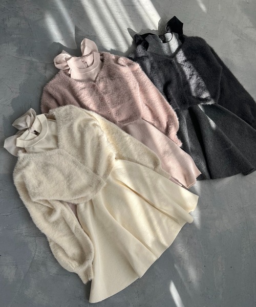 「one after another NICE CLAUP」 コンビワンピース MEDIUM チャコールグレー レディースの画像