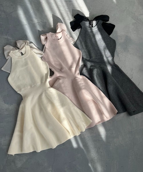 「one after another NICE CLAUP」 コンビワンピース MEDIUM チャコールグレー レディースの画像