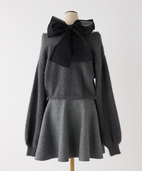 「one after another NICE CLAUP」 コンビワンピース MEDIUM チャコールグレー レディースの画像