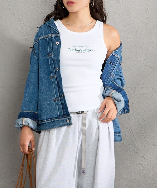 Calvin Klein（カルバン・クライン） tシャツ ロゴ刺繍 リブタンク