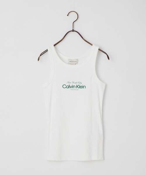 Calvin Klein（カルバン・クライン） tシャツ ロゴ刺繍 リブタンク 